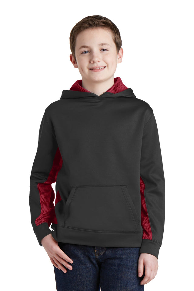 Sport-Tek Youth Sport-Wick CamoHex Fleece Colorblock Hooded Pullover YST239